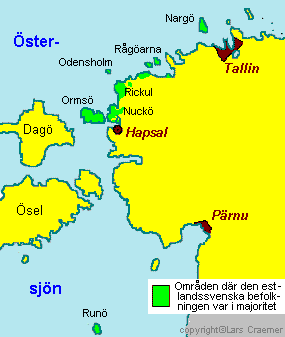 Karta ver estlandssvenskarnas bosttning