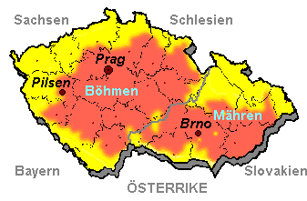 Karta ver Bhmen och Mhren 1919 - 38