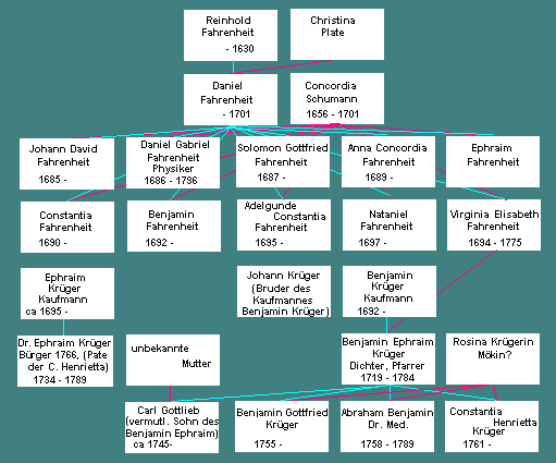 Bild 12 Ahnentafel des Fahrenheit-Astes